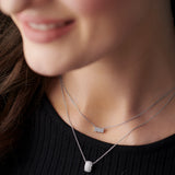 Three Stone Pave Diamond Bar Necklace, 14K Solid Gold, 1/4 ct Lab Grown Diamond-5