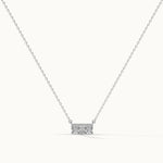Three Stone Pave Diamond Bar Necklace, 14K Solid Gold, 1/4 ct Lab Grown Diamond-3
