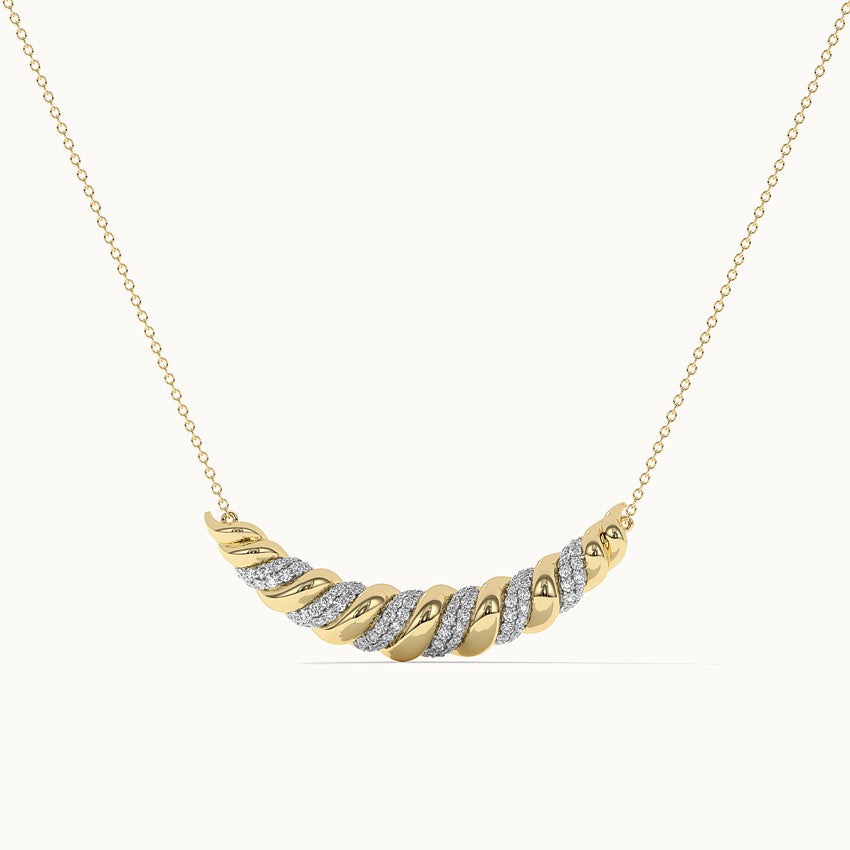 Croissant Diamond Necklace, 14K Solid Gold, 5/8 ct Lab Grown Diamond-3