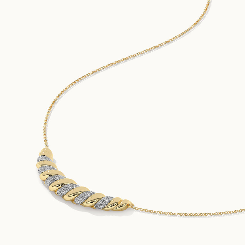 Croissant Diamond Necklace, 14K Solid Gold, 5/8 ct Lab Grown Diamond-6