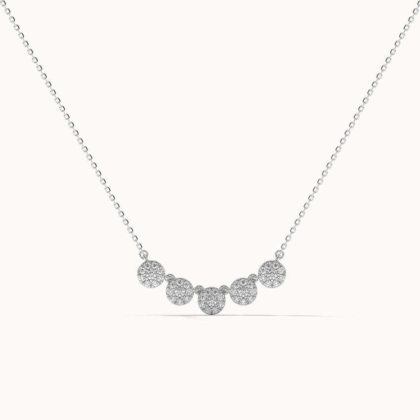 Five Stone Diamond Necklace, 14K Solid Gold, 3/8 ct Lab Grown Diamond-3