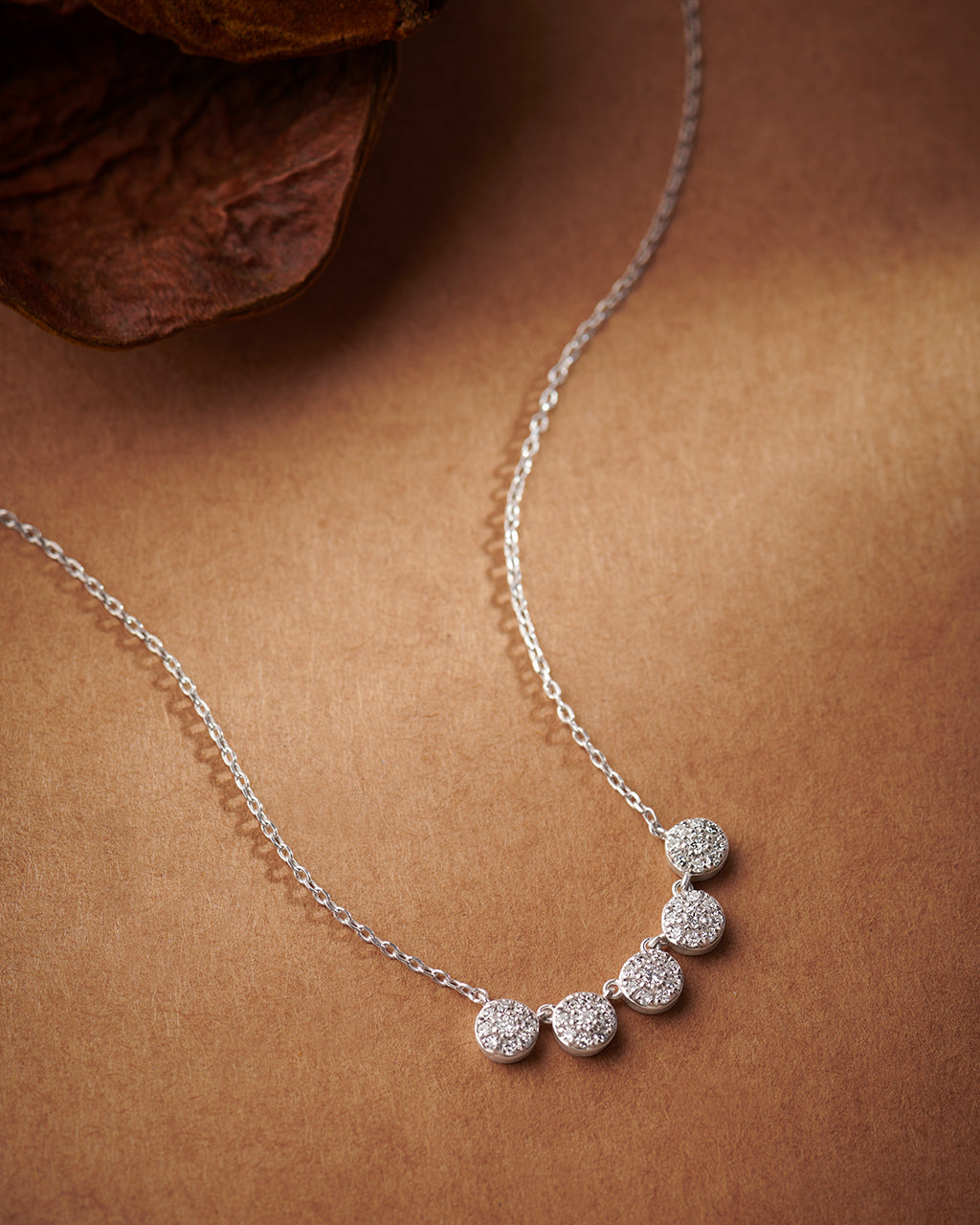 Five Stone Diamond Necklace, Sterling Silver, 3/8 ct Lab Grown Diamond-6