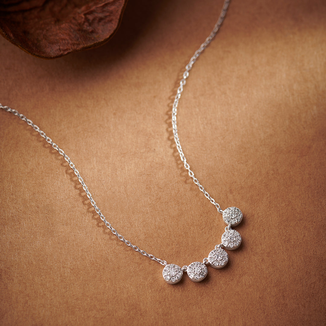 Five Stone Diamond Necklace, Sterling Silver, 3/8 ct Lab Grown Diamond-1