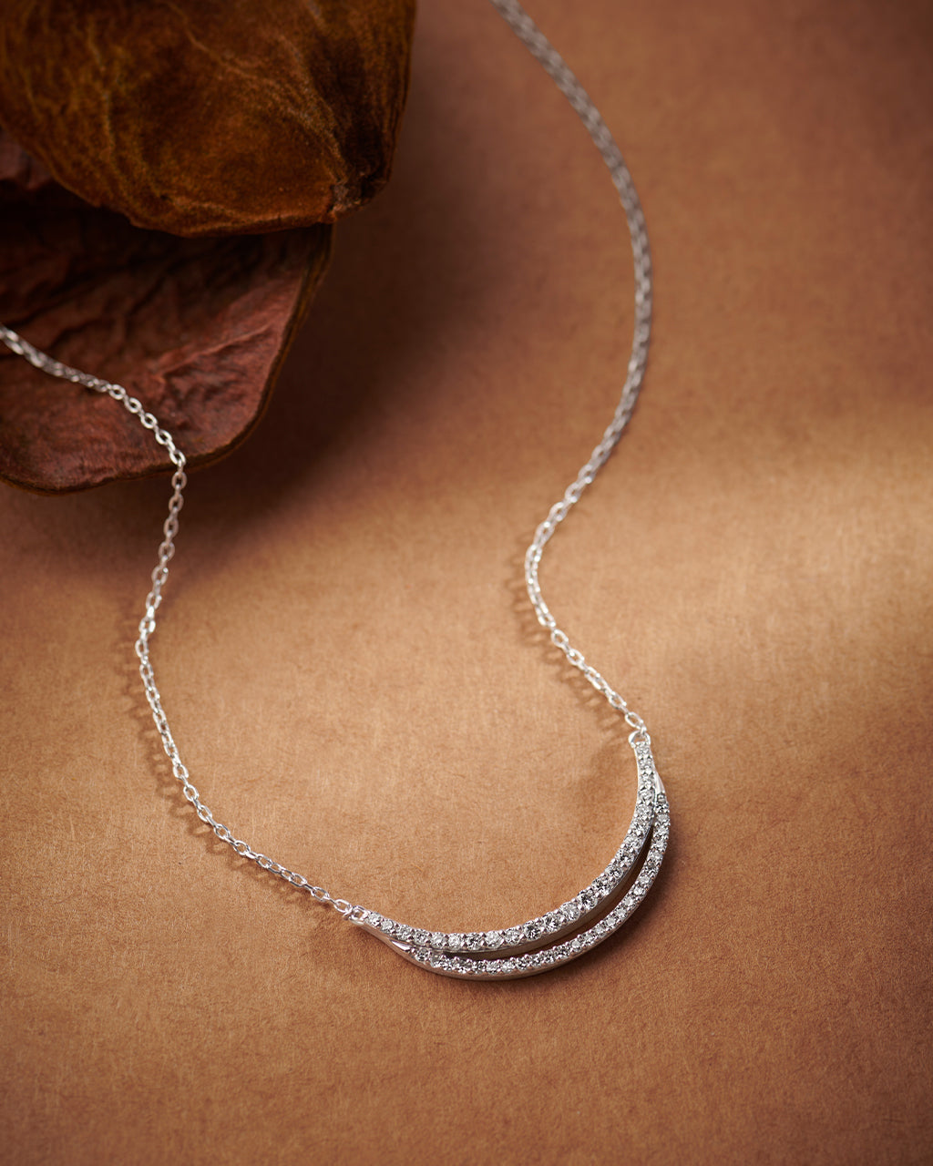 Deep Curved Diamond Necklace, 14K Solid Gold, 1/2 ct Lab Grown Diamond-6