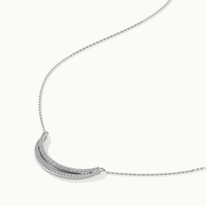 Deep Curved Diamond Necklace