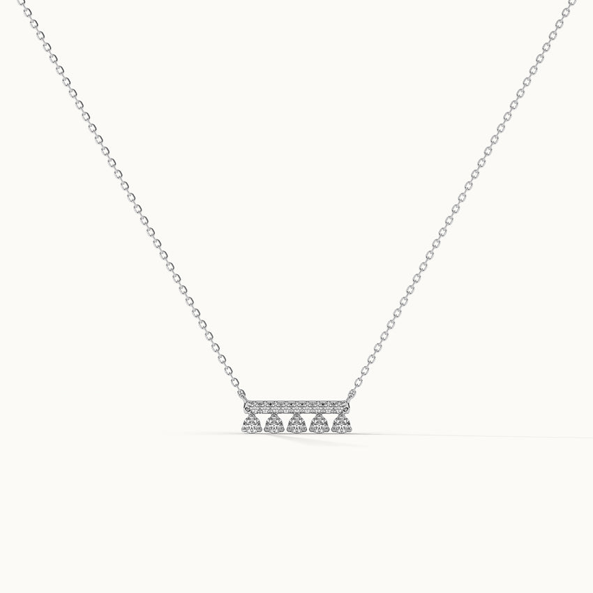 Grain Bar Diamond Necklace, 14K Solid Gold, 1/5 ct Lab Grown Diamond-3