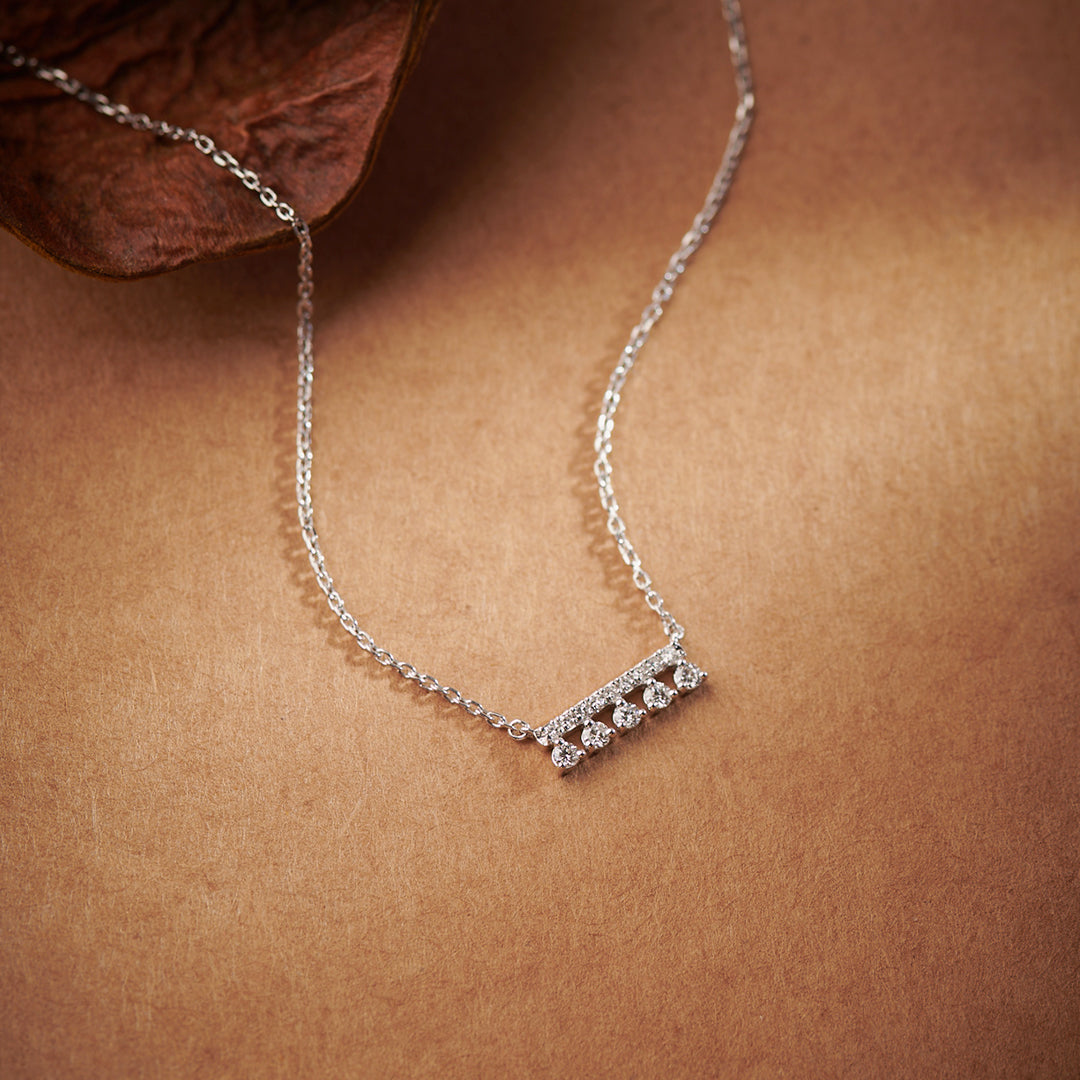 Grain Bar Diamond Necklace, 14K Solid Gold, 1/5 ct Lab Grown Diamond-1