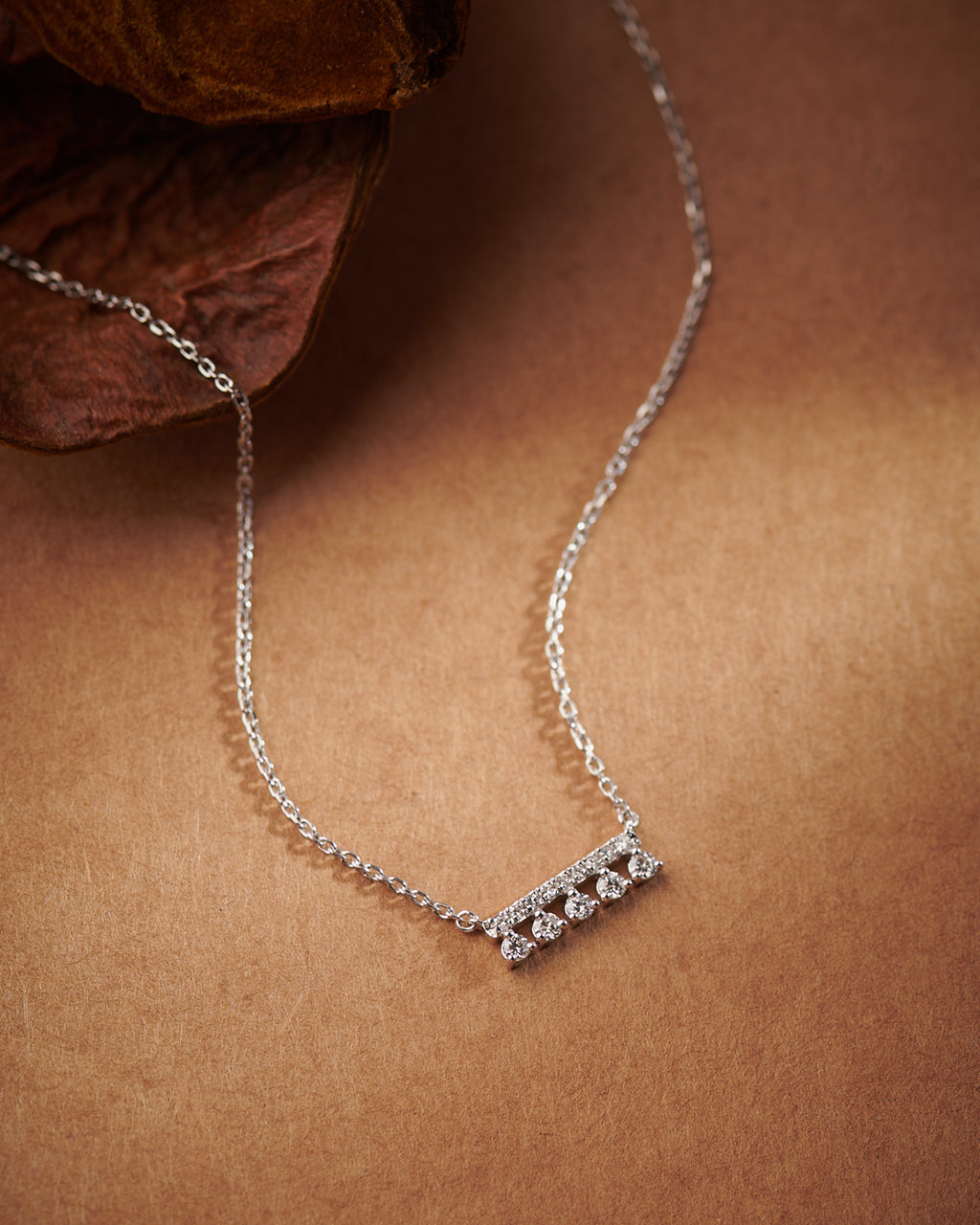 Grain Bar Diamond Necklace, Sterling Silver, 1/5 ct Lab Grown Diamond-5