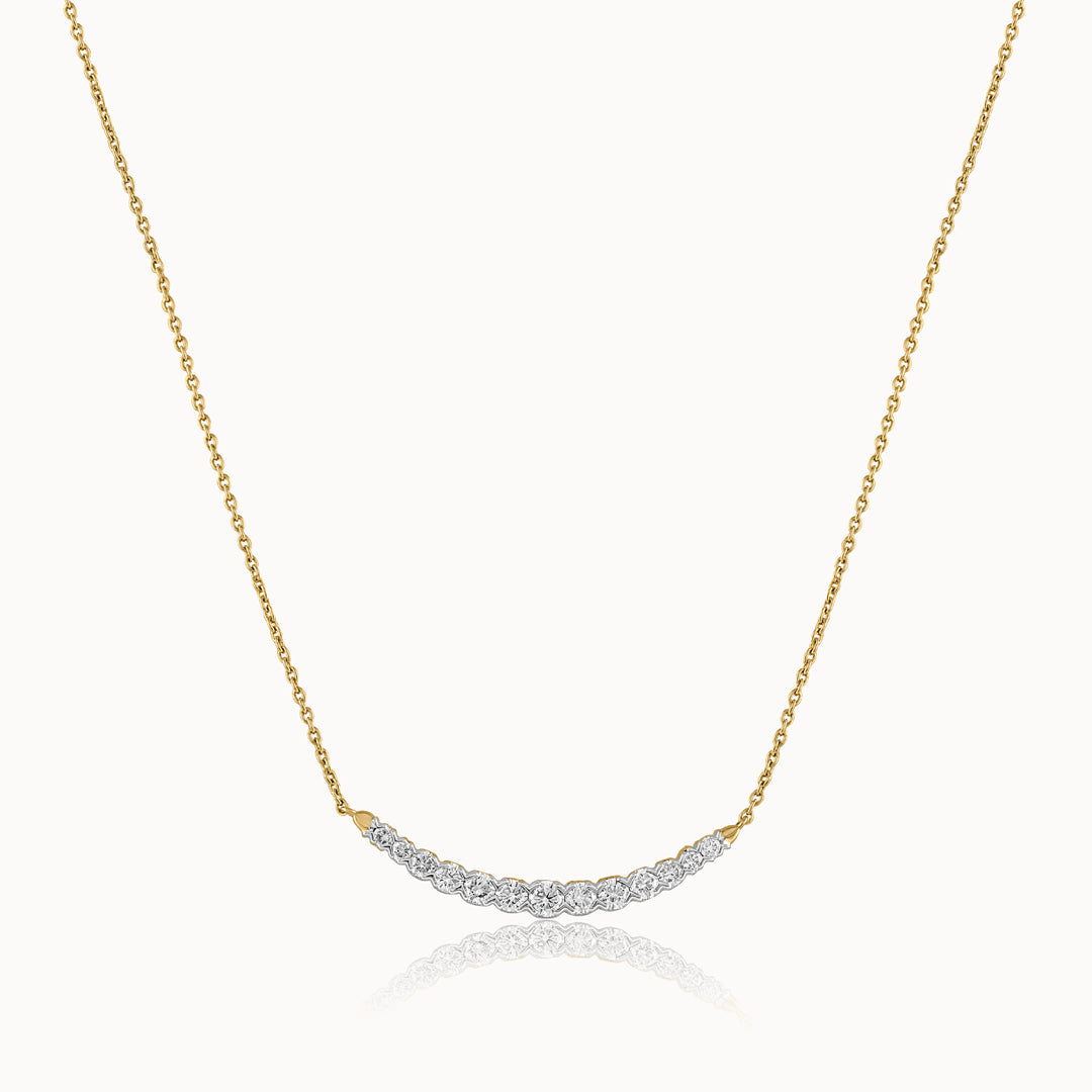 Scallop Bar Diamond Necklace, 14K Gold Vermeil, 3/4 ct Lab Grown Diamond-3