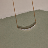 Scallop Bar Diamond Necklace, 14K Solid Gold, 3/4 ct Lab Grown Diamond-1