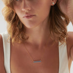 Created Sapphire Bar Necklace, 14K Gold Vermeil, 1/3 ct Lab Grown Diamond-2