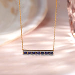 Created Sapphire Bar Necklace, 14K Gold Vermeil, 1/3 ct Lab Grown Diamond-6