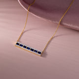 Created Sapphire Bar Necklace, 14K Gold Vermeil, 1/3 ct Lab Grown Diamond-5