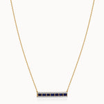 Created Sapphire Bar Necklace, 14K Solid Gold, 1/3 ct Lab Grown Diamond-3