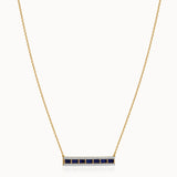 Created Sapphire Bar Necklace, 14K Solid Gold, 1/3 ct Lab Grown Diamond-3