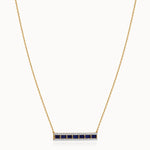 Created Sapphire Bar Necklace, 14K Gold Vermeil, 1/3 ct Lab Grown Diamond-3