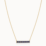 Created Sapphire Bar Necklace, 14K Gold Vermeil, 1/3 ct Lab Grown Diamond-3