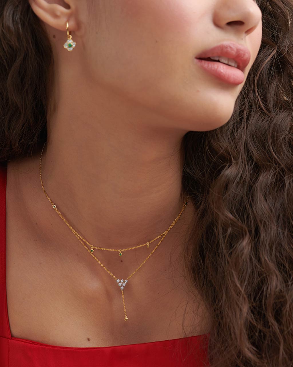Layered Diamond Necklace, 14K Gold Vermeil, 1/6 ct Lab Grown Diamond-2