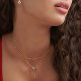 Layered Diamond Necklace, 14K Gold Vermeil, 1/6 ct Lab Grown Diamond-2
