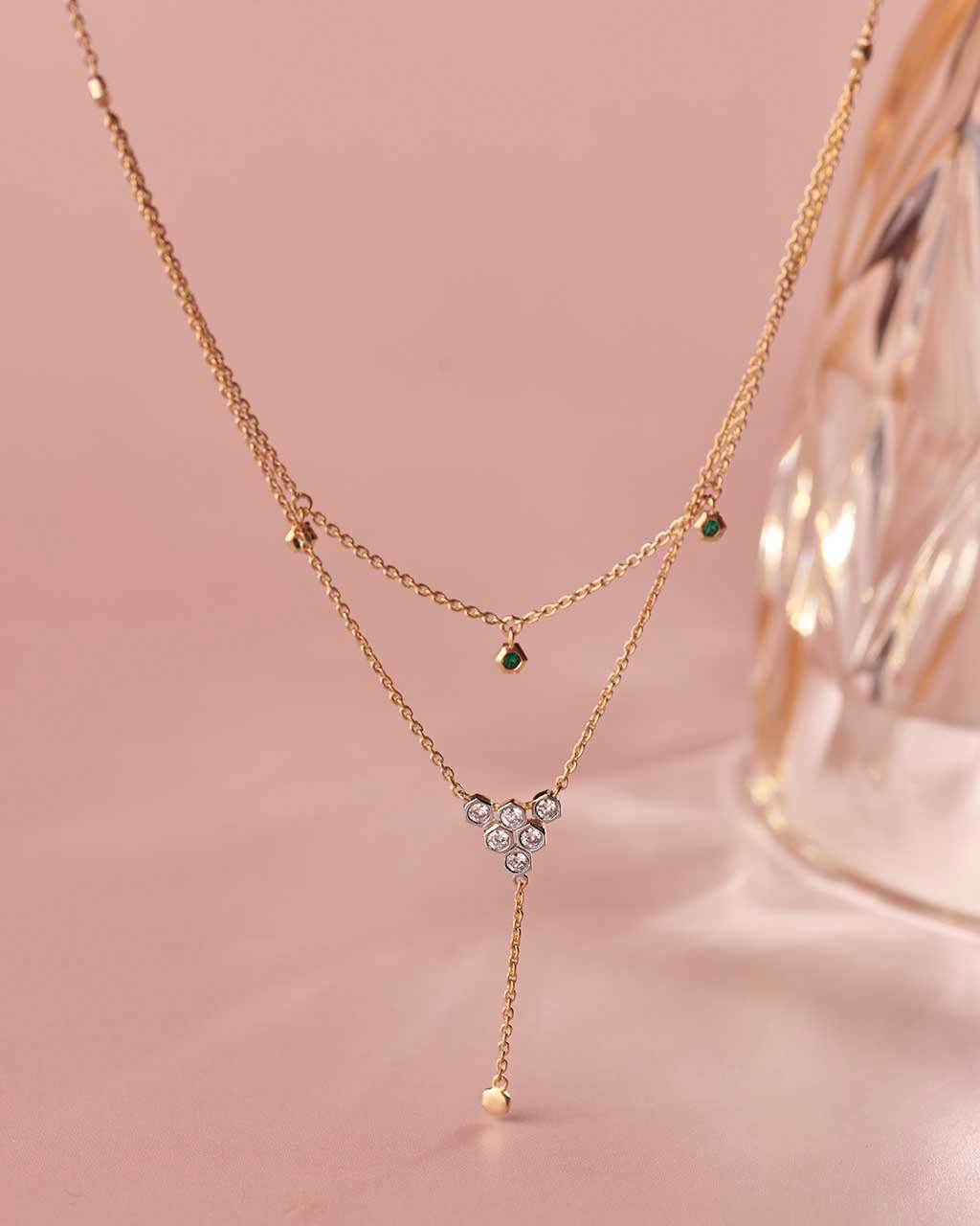 Layered Diamond Necklace, 14K Solid Gold, 1/6 ct Lab Grown Diamond-6