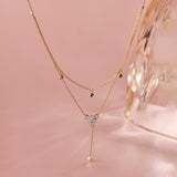 Layered Diamond Necklace, 14K Gold Vermeil, 1/6 ct Lab Grown Diamond-1