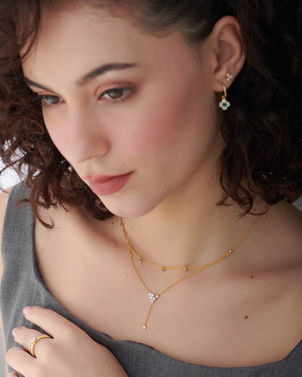 Layered Diamond Necklace, 14K Gold Vermeil, 1/6 ct Lab Grown Diamond-5