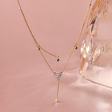 Layered Diamond Necklace, 14K Solid Gold, 1/6 ct Lab Grown Diamond-1