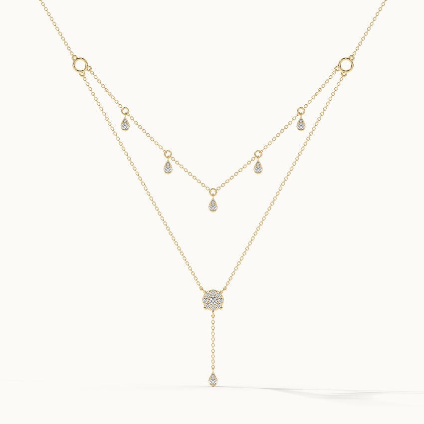 Teardrop Layered Diamond Necklace, 14K Gold Vermeil, 1/2 ct Lab Grown Diamond-3