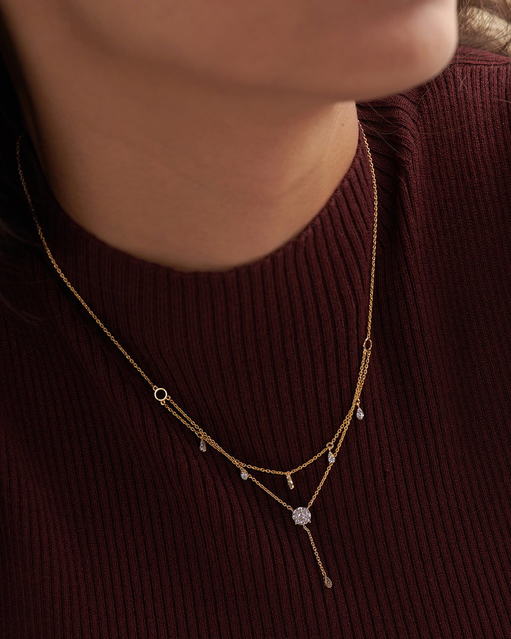 Teardrop Layered Diamond Necklace, 14K Gold Vermeil, 1/2 ct Lab Grown Diamond-5