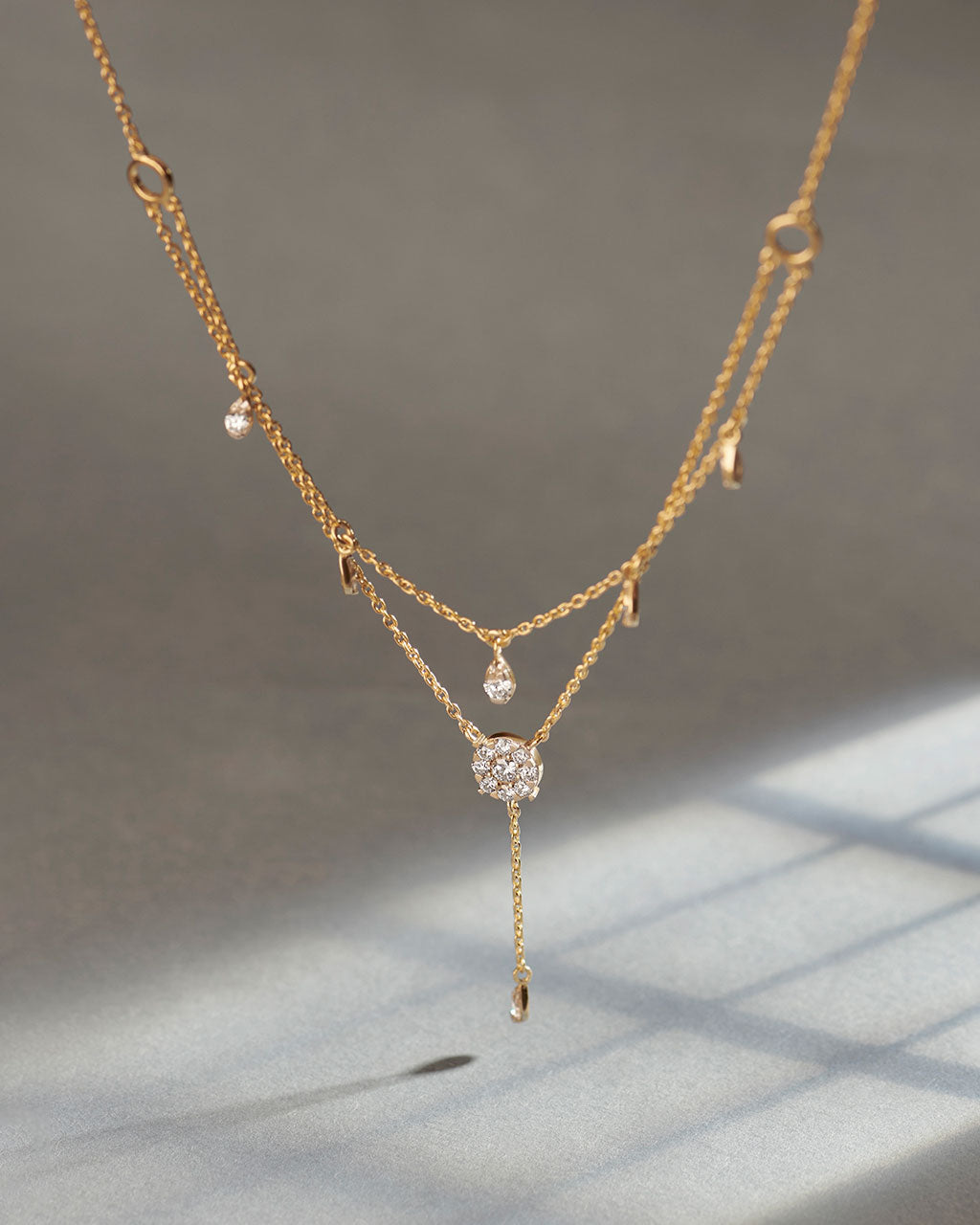 Teardrop Layered Diamond Necklace, 14K Gold Vermeil, 1/2 ct Lab Grown Diamond-6