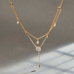 Teardrop Layered Diamond Necklace, 14K Gold Vermeil, 1/2 ct Lab Grown Diamond-6
