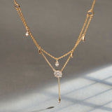 Teardrop Layered Diamond Necklace, 14K Gold Vermeil, 1/2 ct Lab Grown Diamond-6