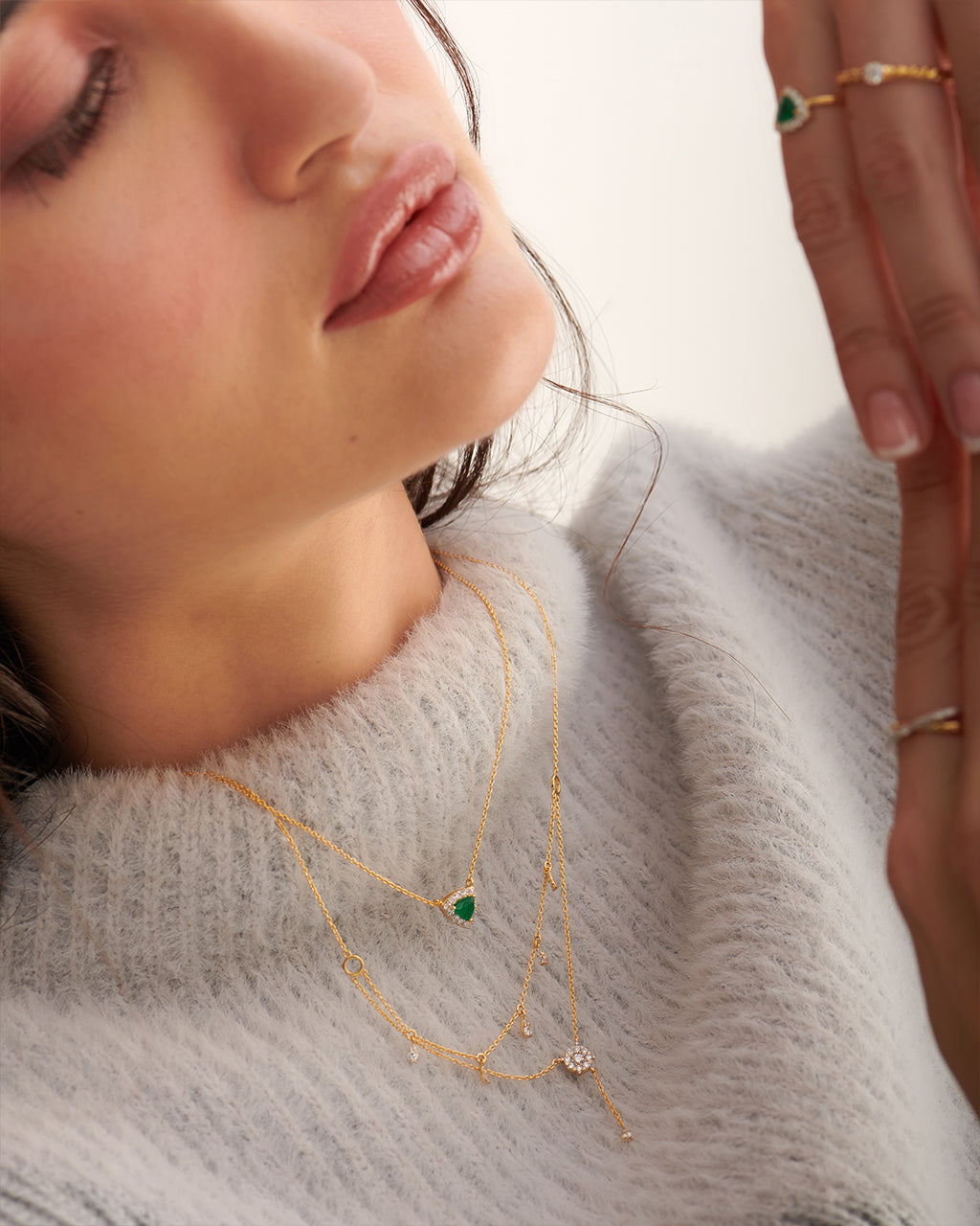 Teardrop Layered Diamond Necklace, 14K Gold Vermeil, 1/2 ct Lab Grown Diamond-2