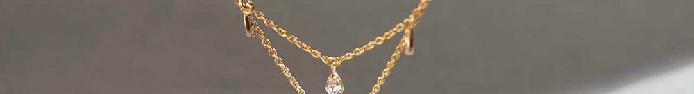Teardrop Layered Diamond Necklace, 14K Gold Vermeil, 1/2 ct Lab Grown Diamond-1