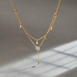 Teardrop Layered Diamond Necklace, 14K Solid Gold, 1/2 ct Lab Grown Diamond-1