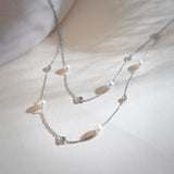 Layered Pearl Diamond Station Necklace