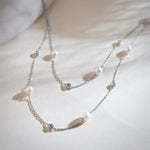 Layered Pearl Diamond Station Necklace, Sterling Silver, 1/3 ct Lab Grown Diamond-6