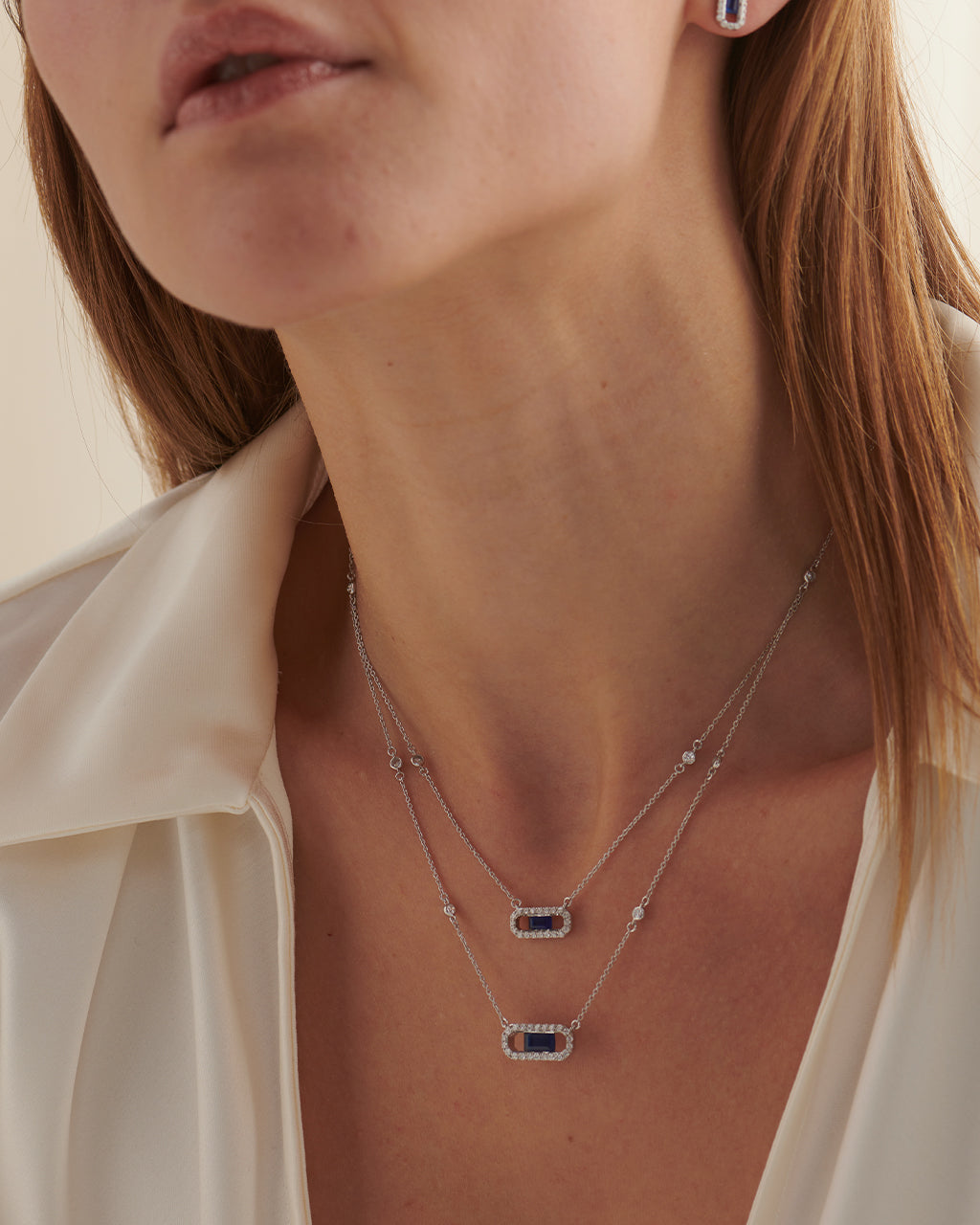 Layered Paperclip Necklace, 14K Solid Gold, 3/4 ct Lab Grown Diamond-2