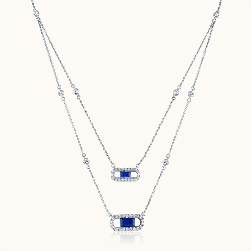 Layered Paperclip Necklace, 14K Solid Gold, 3/4 ct Lab Grown Diamond-3