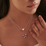 Butterfly Enamel Diamond Layered Necklace, Sterling Silver, 1/4 ct Lab Grown Diamond-2