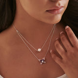 Butterfly Enamel Diamond Layered Necklace, Sterling Silver, 1/4 ct Lab Grown Diamond-2