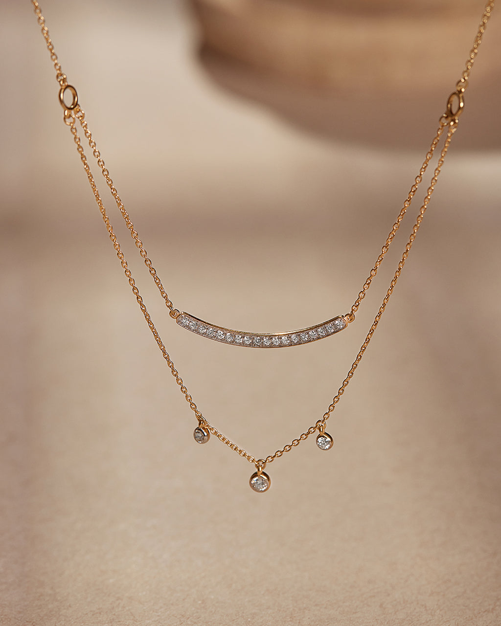 Layered Diamond Bar Necklace, 14K Gold Vermeil, 3/8 ct Lab Grown Diamond-6