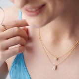 Double Layered Solitaire Necklace, 14K Gold Vermeil, 1 ct Lab Grown Diamond-5