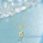 Double Layered Solitaire Necklace, 14K Solid Gold, 1 ct Lab Grown Diamond-1