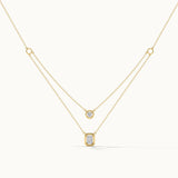 Double Layered Solitaire Necklace, 14K Gold Vermeil, 1 ct Lab Grown Diamond-3