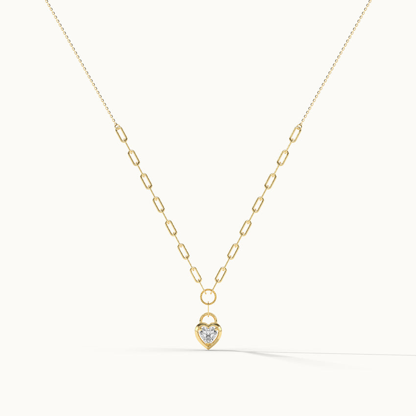 Heart Lock Solitaire Necklace
