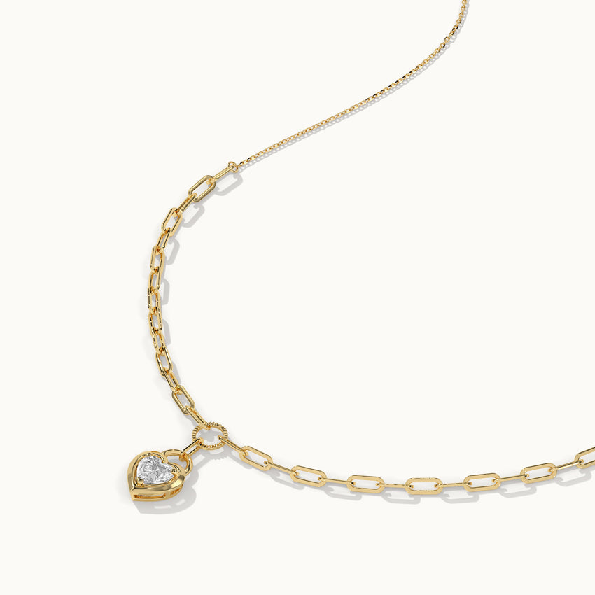 Heart Lock Solitaire Necklace