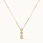 Three Stone Emerald Solitaire Necklace, 14K Gold Vermeil, 1 ct Lab Grown Diamond-3