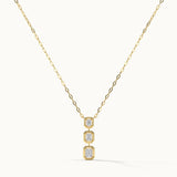 Three Stone Emerald Solitaire Necklace, 14K Gold Vermeil, 1 ct Lab Grown Diamond-3