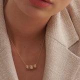 Three Stone Solitaire Necklace, 14K Gold Vermeil, 1 ct Lab Grown Diamond-4
